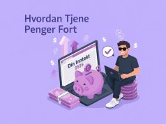 Hvordan Tjene Penger Fort i 2026 🔥 Illustrasjon av en person som jobber på laptop med symboler for inntekt og økonomisk vekst, brukt i artikkelen om hvordan tjene penger fort.